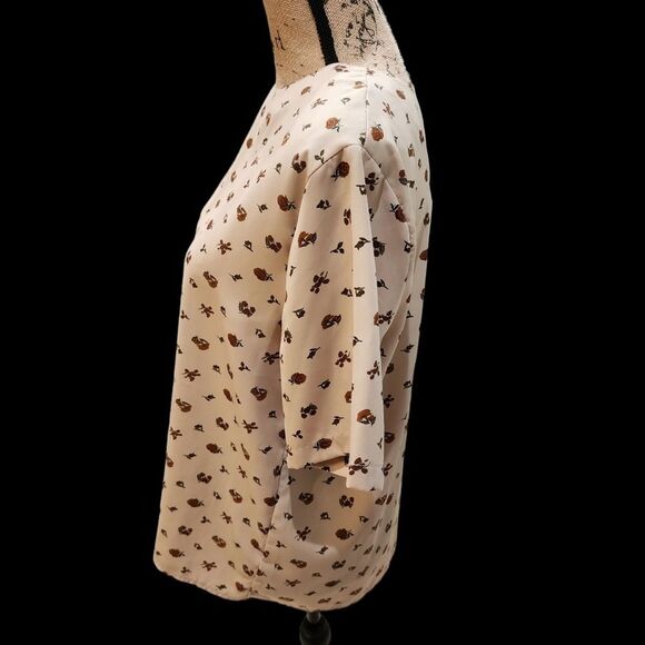 Truffles Vintage Floral Blouse Womens SZ Medium Earthy Boho Cottagecore Peasant - Picture 3 of 4
